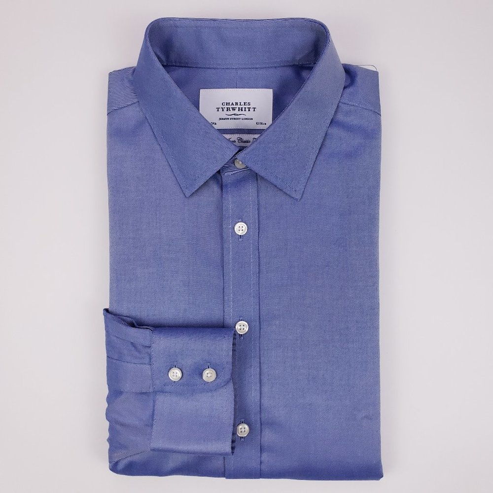 Charles Tyrwhitt 16.5 34 Blue Shirt Non Iron Class